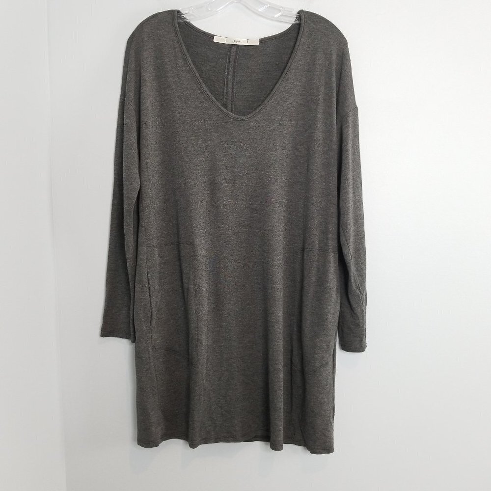 Gibson Gray Tunic Dress With Pockets Small